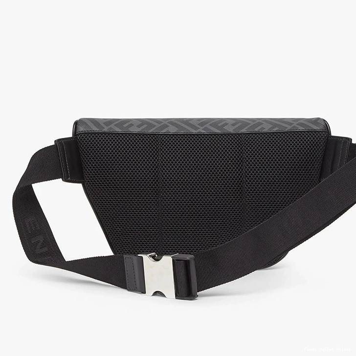 Cheap Bag ROMA Motif Belt FF In Fendi Fabric Black Logo 0708